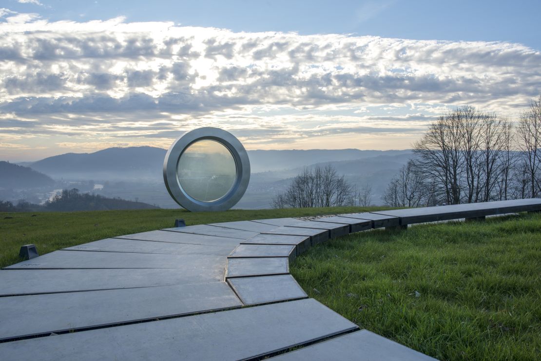 This over-sized camera lens sits on top of Čukur hill in Banovina, Croatia