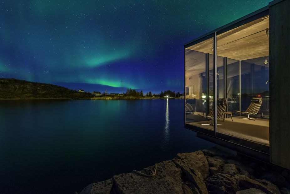 Architect Snorre Stinessen designed the cantilevering holiday homes to accommodate the hiking, fishing, skiing and diving trips popular in the area. 