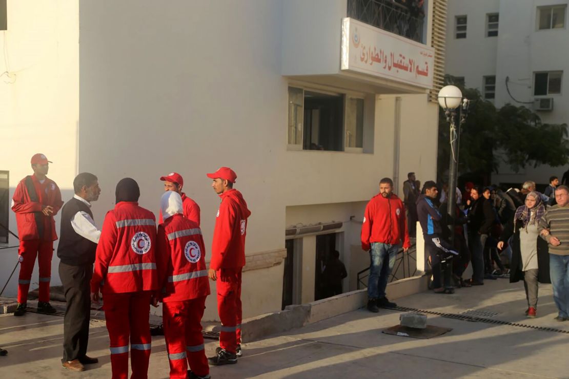 Injured people are taken to the hospital after the mosque attack Friday.