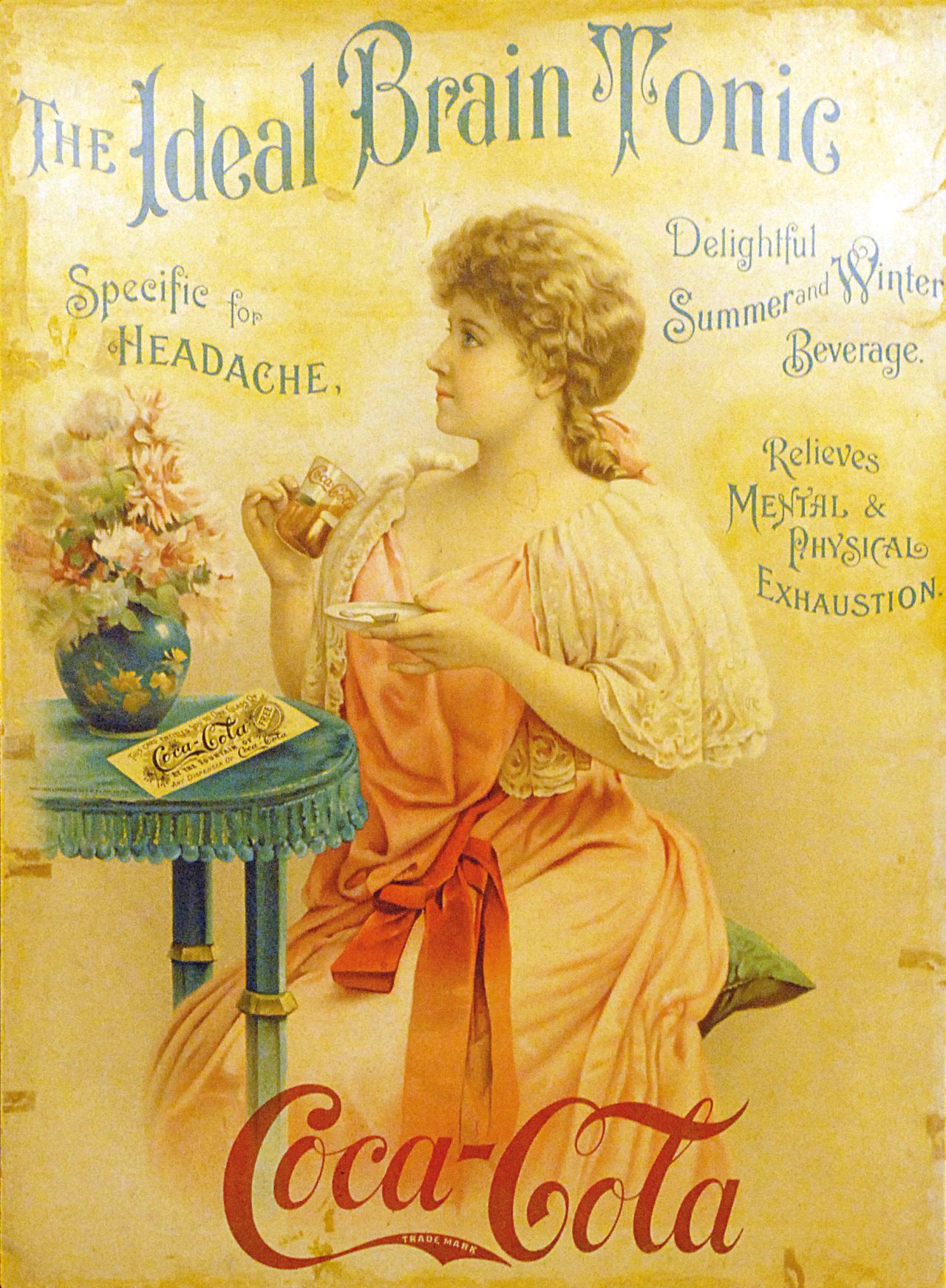 An early poster for Coca-Cola Brain Tonic.