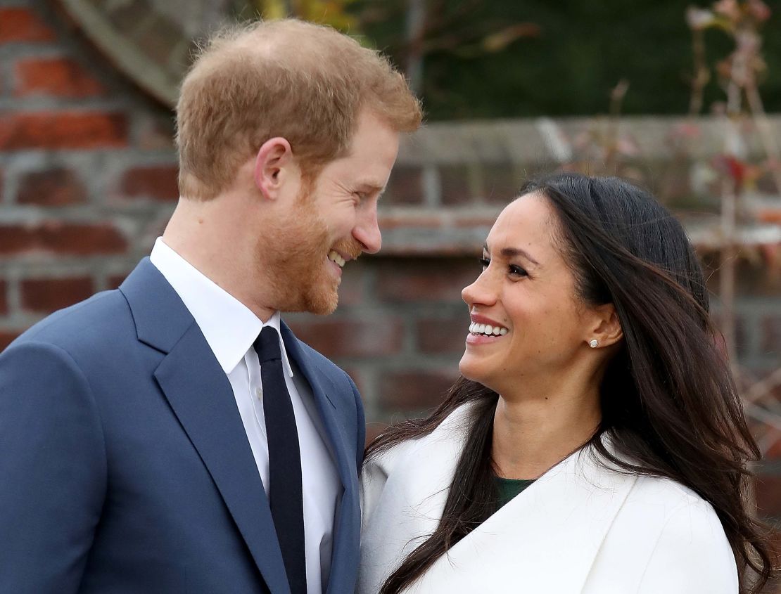 Prince Harry and Meghan Markle announce their engagement to the press.