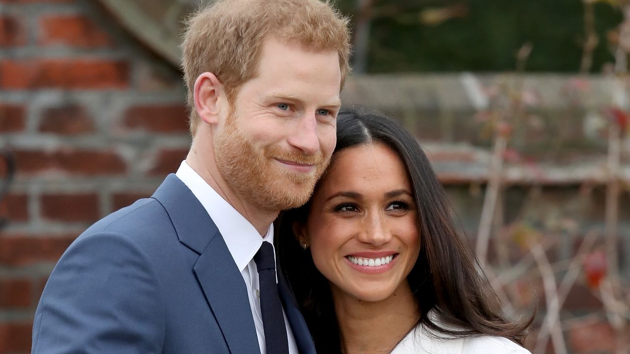 Prince Harry and Meghan Markle at a photocall to announce their engagement at Kensington Palace in London.