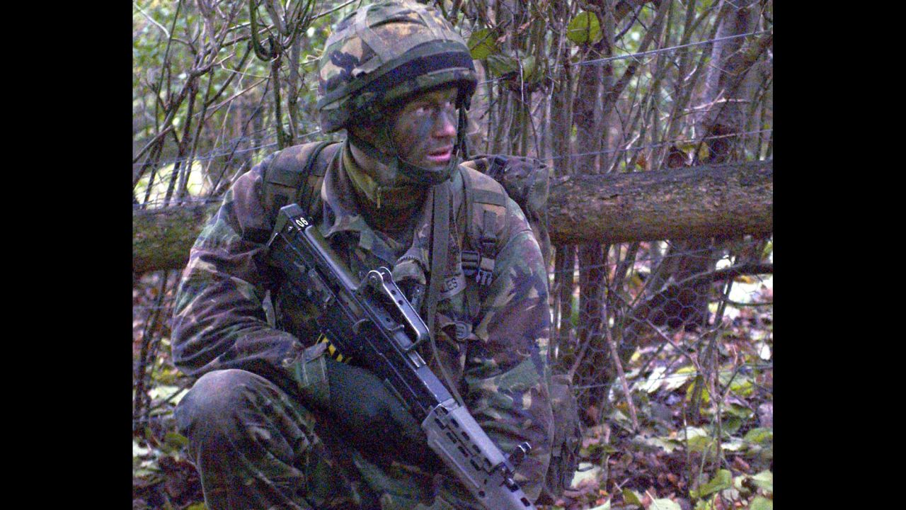 Harry takes part in military training in 2005. In February 2008, the British Ministry of Defense announced that Harry had secretly been serving in Afghanistan with his Army unit on a four-month mission. The next day, he was withdrawn for security reasons.
