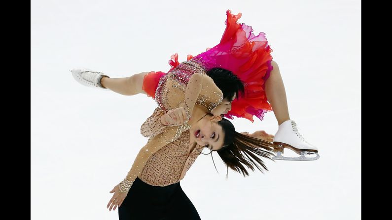 American ice dancers Maia and Alex Shibutani compete during Skate America, a Grand Prix event in Lake Placid, New York, on Saturday, November 25. The siblings finished in first place.