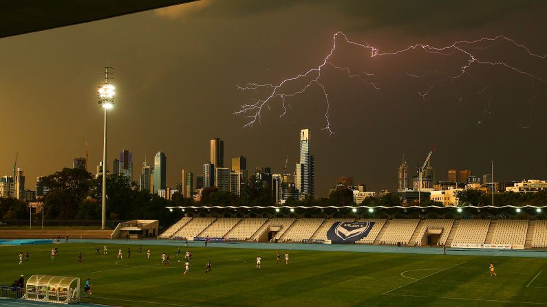 Lightning strikes above Melbourne during a pro soccer match on Friday, November 24. <a href="index.php?page=&url=http%3A%2F%2Fwww.cnn.com%2F2017%2F11%2F20%2Fsport%2Fgallery%2Fwhat-a-shot-sports-1121%2Findex.html" target="_blank">See 29 amazing sports photos from last week</a>