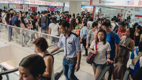 Remittance companies in Singapore's Lucky Plaza mall, a place popular with Filipino domestic workers for its restaurants and companies offering remittance services.