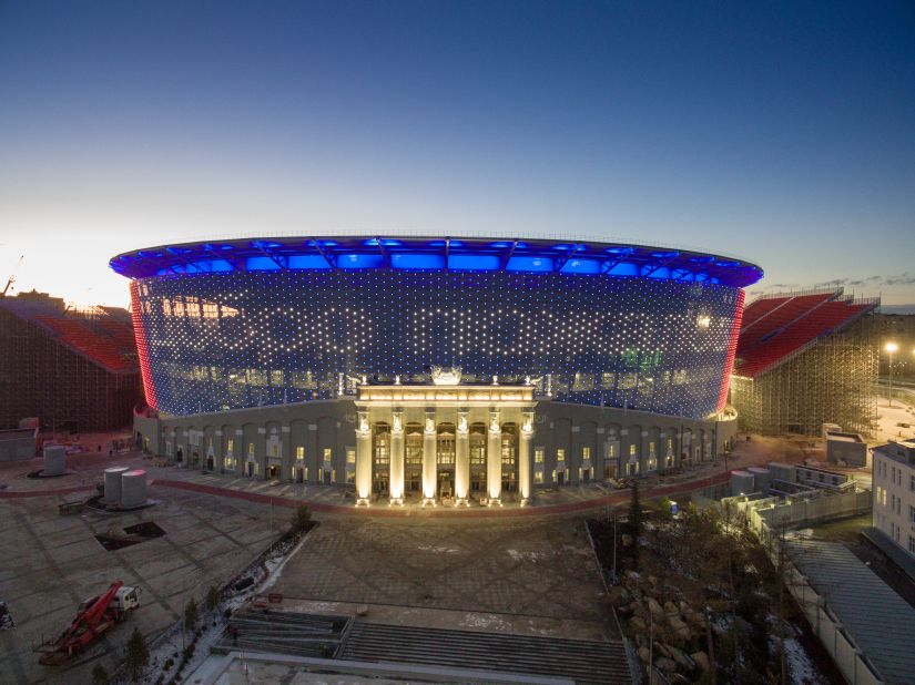 The additional seats, constructed outside of the original stadium, loom dramatically at either end of the pitch in order to fulfill FIFA's minimum World Cup capacity of 35,000. Recent inspection reports have shown the temporary stands "fully comply with all safety and security requirements," according to a FIFA spokesperson. 