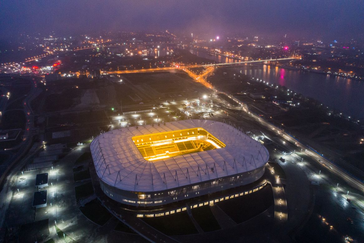 Located about 20 miles from the Sea of Azov in south eastern Russia, the brand new Rostov Arena is 51m tall -- as high as the Niagra Falls. 