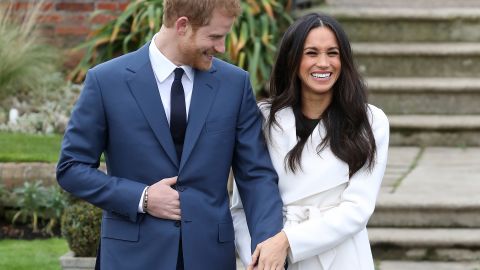 Prince Harry and Meghan Markle at Kensington Palace on November 27, 2017, when they announced their engagement.