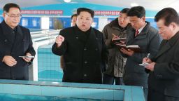 This undated photo released by North Korea's official Korean Central News Agency (KCNA) on November 28, 2017 shows North Korean leader Kim Jong-Un at the newly built Sunchon Catfish Farm in South Pyongan Province. / AFP PHOTO / KCNA via KNS AND AFP PHOTO / - / South Korea OUT / REPUBLIC OF KOREA OUT   ---EDITORS NOTE--- RESTRICTED TO EDITORIAL USE - MANDATORY CREDIT "AFP PHOTO/KCNA VIA KNS" - NO MARKETING NO ADVERTISING CAMPAIGNS - DISTRIBUTED AS A SERVICE TO CLIENTS
THIS PICTURE WAS MADE AVAILABLE BY A THIRD PARTY. AFP CAN NOT INDEPENDENTLY VERIFY THE AUTHENTICITY, LOCATION, DATE AND CONTENT OF THIS IMAGE. THIS PHOTO IS DISTRIBUTED EXACTLY AS RECEIVED BY AFP.  /         (Photo credit should read -/AFP/Getty Images)