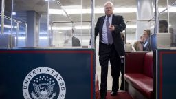 UNITED STATES - OCTOBER 25: Sen. John McCain, R-Ariz., boards the Senate subway in the Capitol on Wednesday, Oct. 25, 2017. (Photo By Bill Clark/CQ Roll Call)