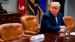 US President Donald Trump looks at the empty chair of Senate Minority Leader Chuck Schumer (L), D-New York, after Schumer cancelled their meeting at the White House in Washington, DC, on November 28, 2017. (JIM WATSON/AFP/Getty Images)