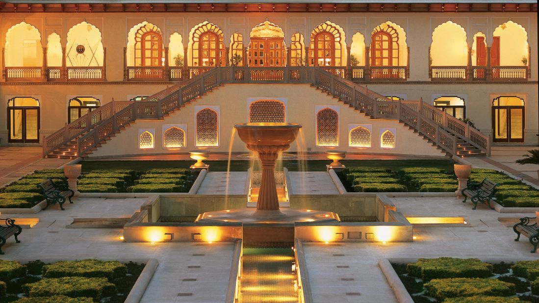 <strong>Rambagh Palace, India: </strong>The Rambagh Palace will transport you back in time to the days when wealthy mahajaras ruled Jaipur. A palatial lobby opens into a majestic courtyard and the 47-acre grounds where princely peacocks roam free all day.