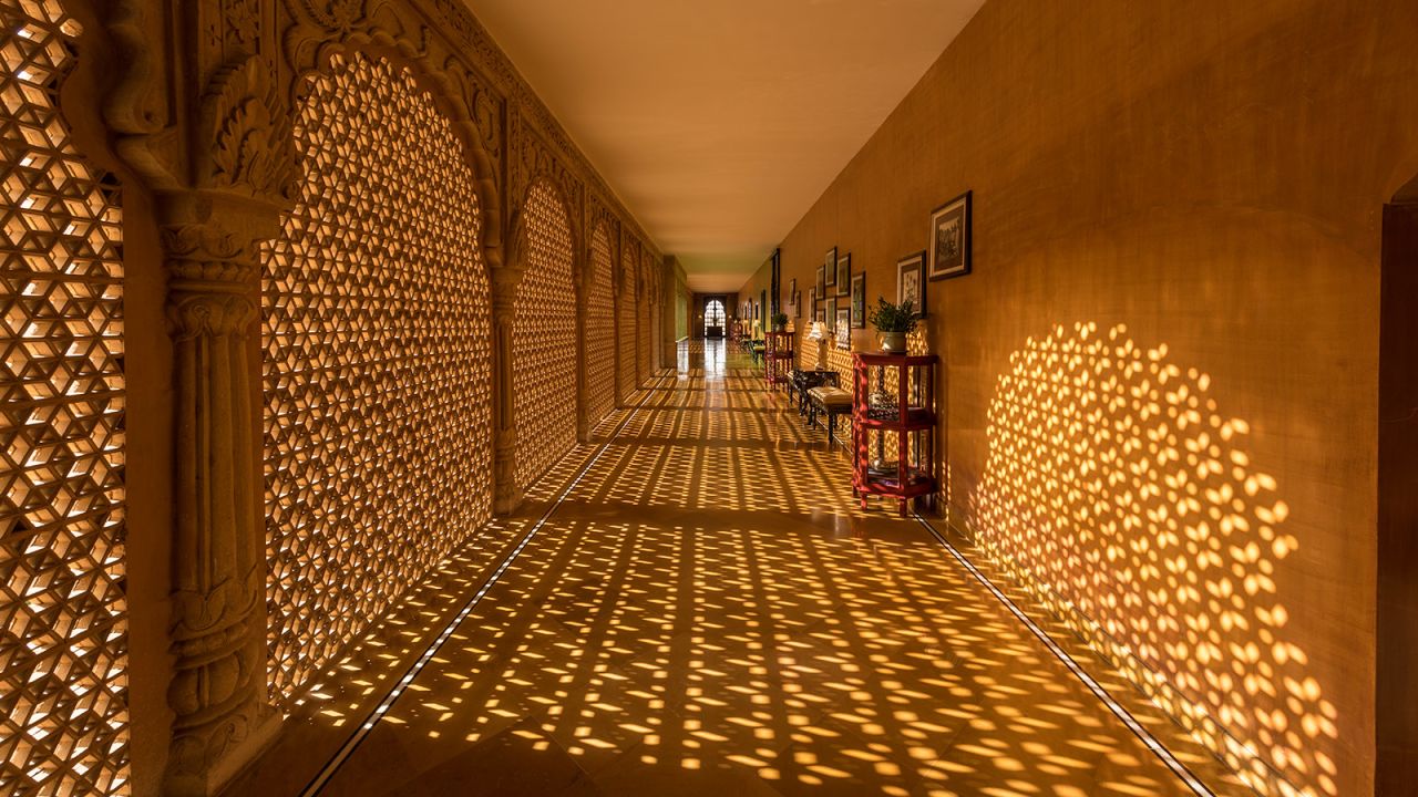 <strong>Suryagarh: </strong>Inside the haveli-style accommodations, you'll find winding corridors and open-air courtyards, gardens, latticed stone, and nostalgic old-world touches.
