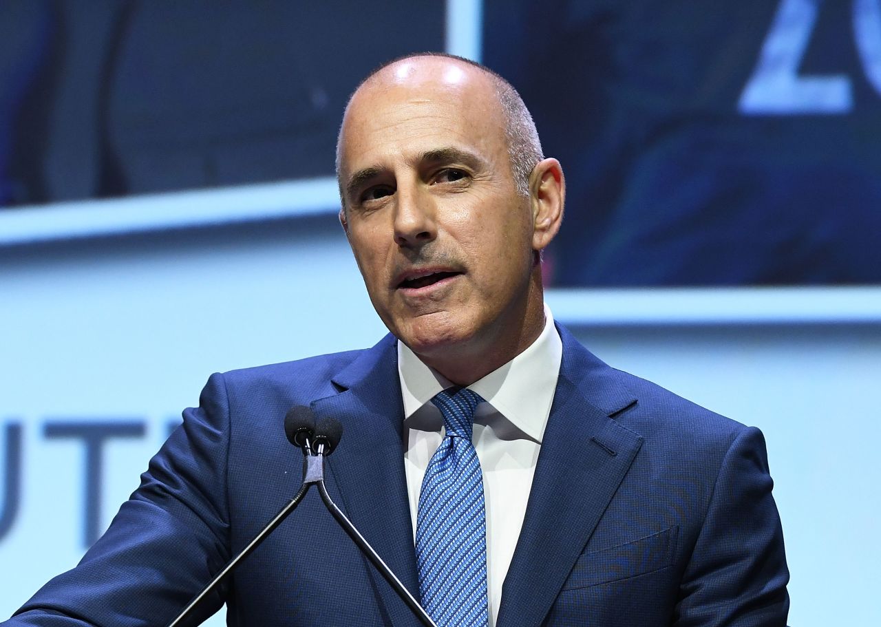 Lauer speaks at the Matrix Awards in New York on April 24.