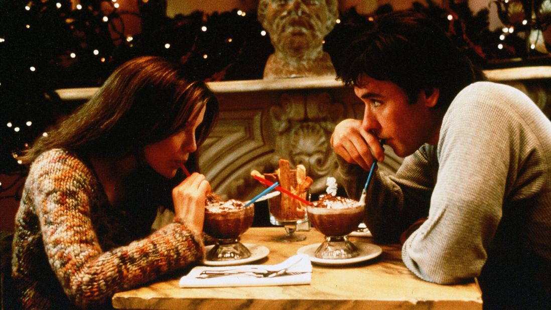 Actors Kate Beckinsale and John Cusack share a romantic interlude -- and frozen hot chocolates -- in a favorite scene from 2001's  "Serendipity." If you're in Manhattan, you can recreate the mood with your special someone.
