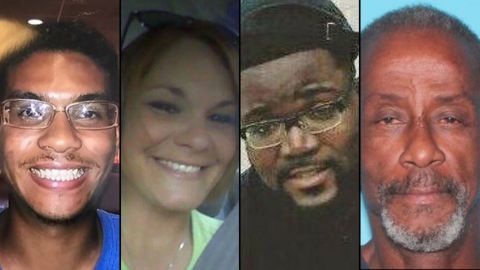 Left to right: Anthony Naiboa, Monica Hoffa, Benjamin Mitchell and Ronald Felton were separately shot and killed recently in Tampa.