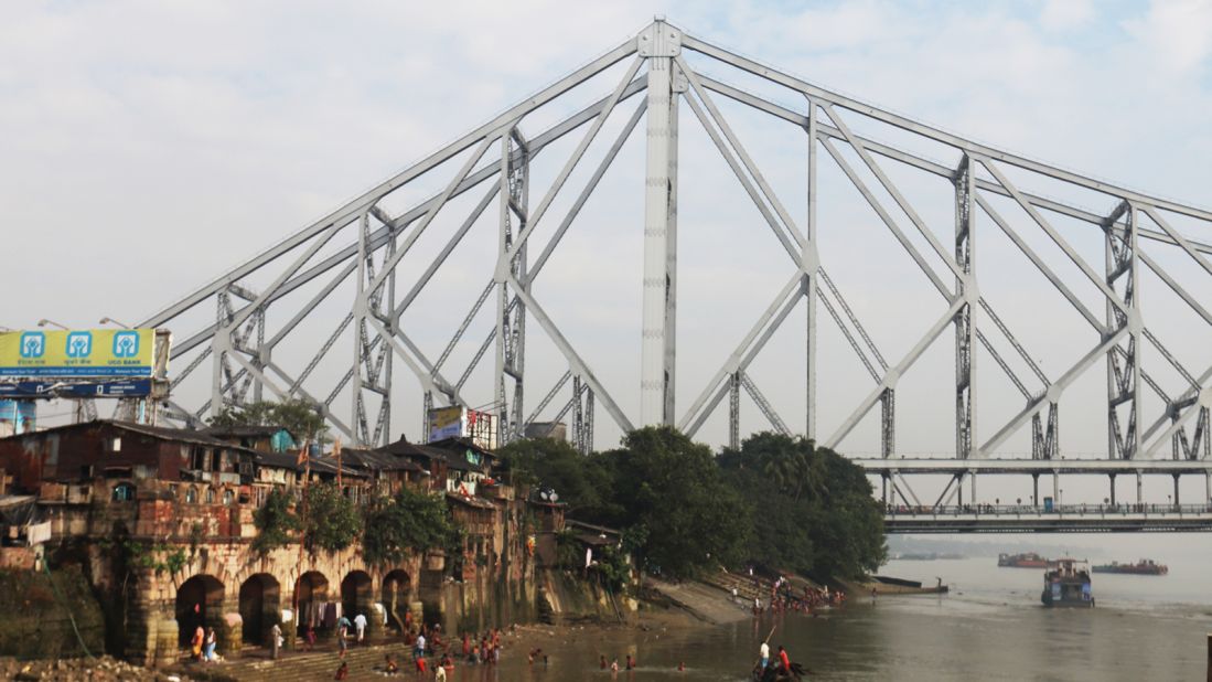 <strong>Howrah Bridge: </strong>Stretching across the Hooghly River, Howrah Bridge is the third-longest cantilever bridge in the world.