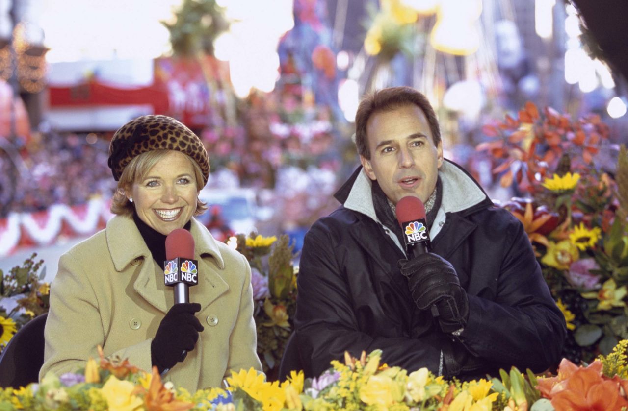 Katie Couric and Lauer host the 2000 Macy's Thanksgiving Day Parade.