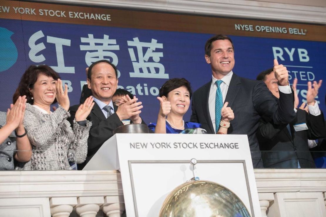 RYB Education representatives ring the New York Stock Exchange opening bell on the company's first day of trading in September.