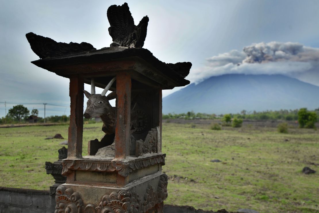 Smoke coming from Mount Agung volcano  Indonesia's resort island of Bali on November 29.