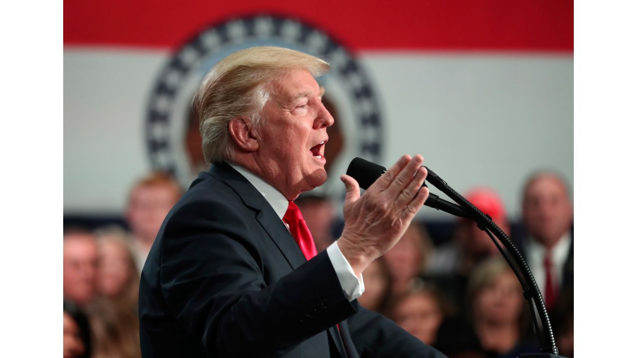 President Donald Trump speaks about tax reform at the St. Charles Convention Center, Wednesday, Nov. 29, 2017, in St. Charles, Mo. (AP Photo/Andrew Harnik)