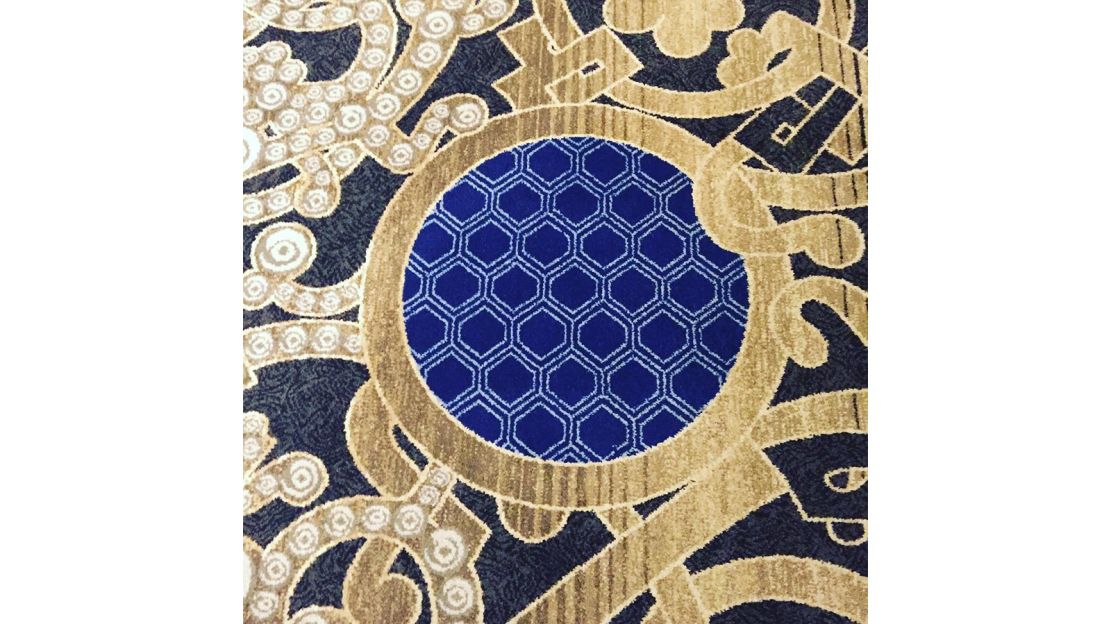 This unusual hotel carpet was spotted by Young at the Adolphus Hotel in Dallas.