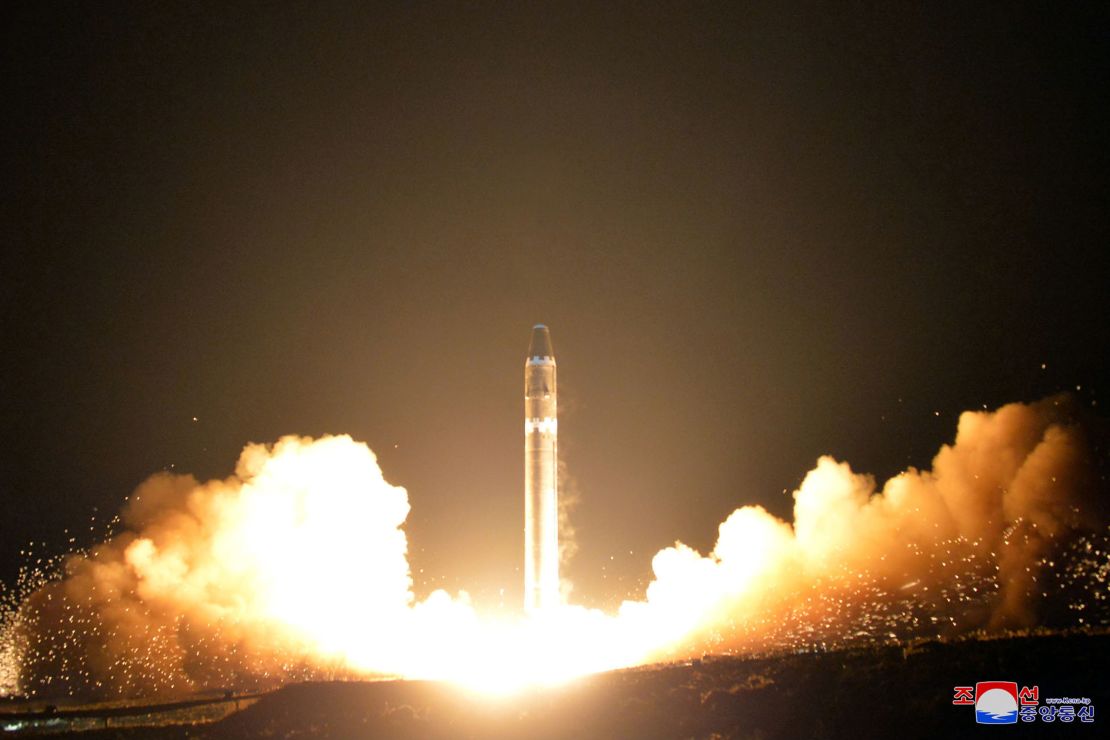 An image released Thursday, November 30 purports to show the Hwasong-15 missile launched Wednesday.