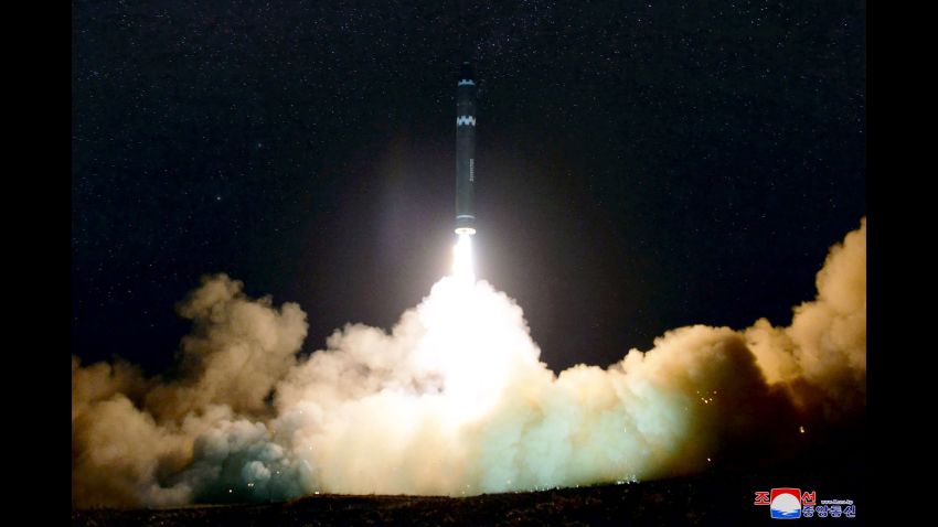 TOPSHOT - CORRECTION - This photo taken on November 29, 2017 and released on November 30, 2017 by North Korea's official Korean Central News Agency (KCNA) shows launching of the Hwasong-15 missile which North Korea claims is capable of reaching all parts of the US.
 / AFP PHOTO / KCNA via KNS / KCNA VIA KNS /  - South Korea OUT / REPUBLIC OF KOREA OUT   ---EDITORS NOTE--- RESTRICTED TO EDITORIAL USE - MANDATORY CREDIT "AFP PHOTO/KCNA VIA KNS" - NO MARKETING NO ADVERTISING CAMPAIGNS - DISTRIBUTED AS A SERVICE TO CLIENTS
THIS PICTURE WAS MADE AVAILABLE BY A THIRD PARTY. AFP CAN NOT INDEPENDENTLY VERIFY THE AUTHENTICITY, LOCATION, DATE AND CONTENT OF THIS IMAGE. THIS PHOTO IS DISTRIBUTED EXACTLY AS RECEIVED BY AFP.  / The erroneous mention[s] appearing in the metadata of this photo by KCNA VIA KNS has been modified in AFP systems in the following manner: [Hwasong-15 missile] instead of [Hwansong-15 missile]. Please immediately remove the erroneous mention[s] from all your online services and delete it (them) from your servers. If you have been authorized by AFP to distribute it (them) to third parties, please ensure that the same actions are carried out by them. Failure to promptly comply with these instructions will entail liability on your part for any continued or post notification usage. Therefore we thank you very much for all your attention and prompt action. We are sorry for the inconvenience this notification may cause and remain at your disposal for any further information you may require.KCNA VIA KNS/AFP/Getty Image