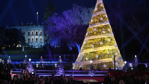President Donald Trump and the first lady Melania Trump attend the 95th annual National Christmas Tree Lighting held by the National Park Service at the White House Ellipse in Washington, D.C., November 30, 2017. 