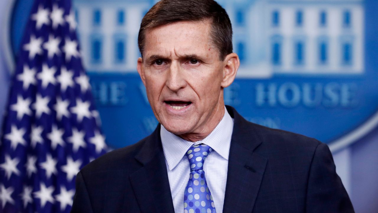 FILE - In this Feb. 1, 2017 file photo, National Security Adviser Michael Flynn speaks during the daily news briefing at the White House, in Washington. A lawyer for former national security adviser Flynn has told President Donald Trump's legal team that they are no longer communicating with them about special counsel Robert Mueller's investigation into Russian election interference, according to a person familiar with the decision who spoke to The Associated Press on condition of anonymity. (AP Photo/Carolyn Kaster, File)