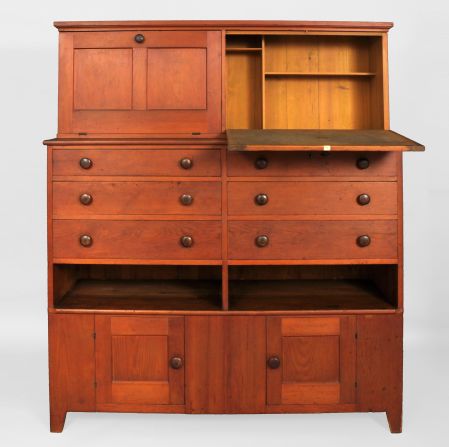 Beauty, usefulness and simplicity were key principles of the Shaker's understanding of design. This pine shop desk (c. 1830) was made to help document and bring order to everyday labors. 