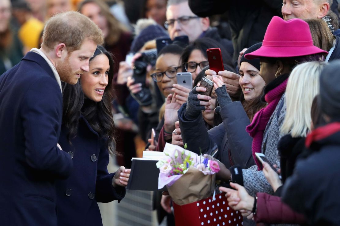 Harry and Markle meet well-wishers in Nottingham during their first royal event together earlier this month. 