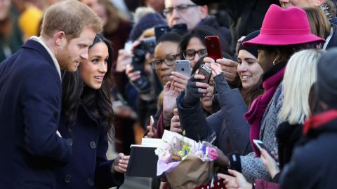 Harry and Markle meet well-wishers in Nottingham during their first royal event together earlier this month. 