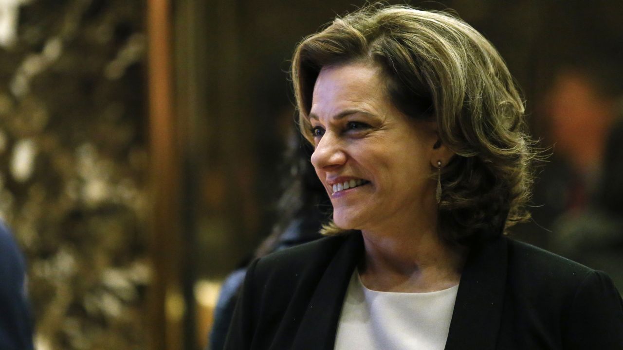 KT McFarland, President-elect Donald Trump's selection to be deputy national security adviser, steps off the elevator after meetings at Trump Tower on December 5, 2016 in New York.