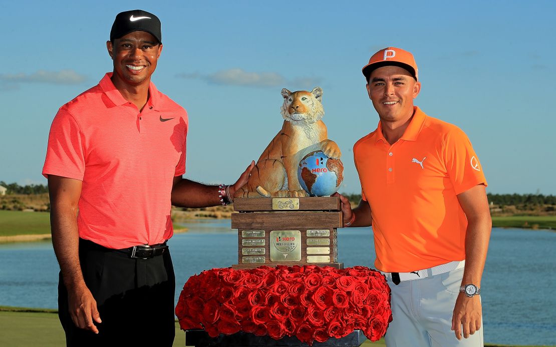 Rickie Fowler (right) shot an 11-under-par final round of 61 to win the 2017 Hero World Challenge.