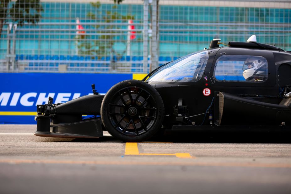 The "Human vs. machine" challenge pitted an autonomous race car against a human driver on a Formula E street circuit around Hong Kong's harborfront.
