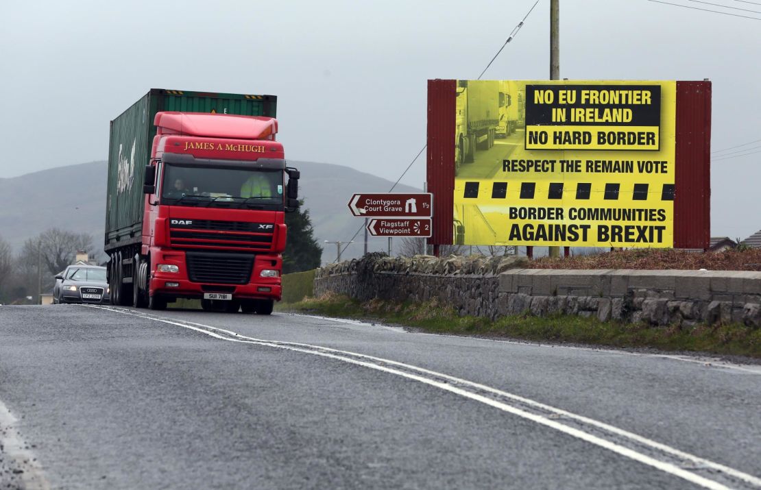 Traffic crosses the border into Northern Ireland from the Irish Republic.