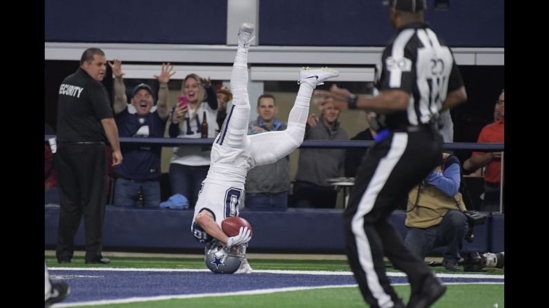 Dallas' Ryan Switzer dives into the end zone after returning a punt 83 yards for a touchdown on Thursday, November 30. Dallas crushed Washington 38-14.