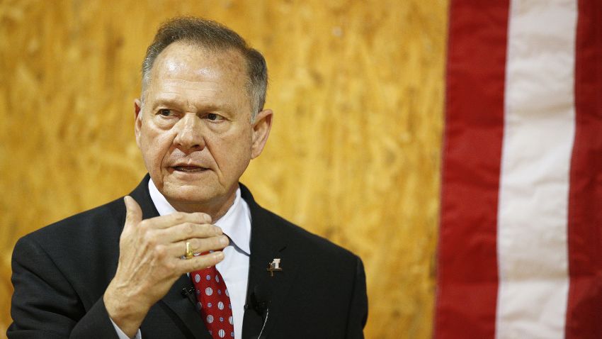 Former Alabama Chief Justice and U.S. Senate candidate Roy Moore speaks at a campaign rally, Thursday, Nov. 30, 2017 in Dora, Ala. (AP Photo/Brynn Anderson)