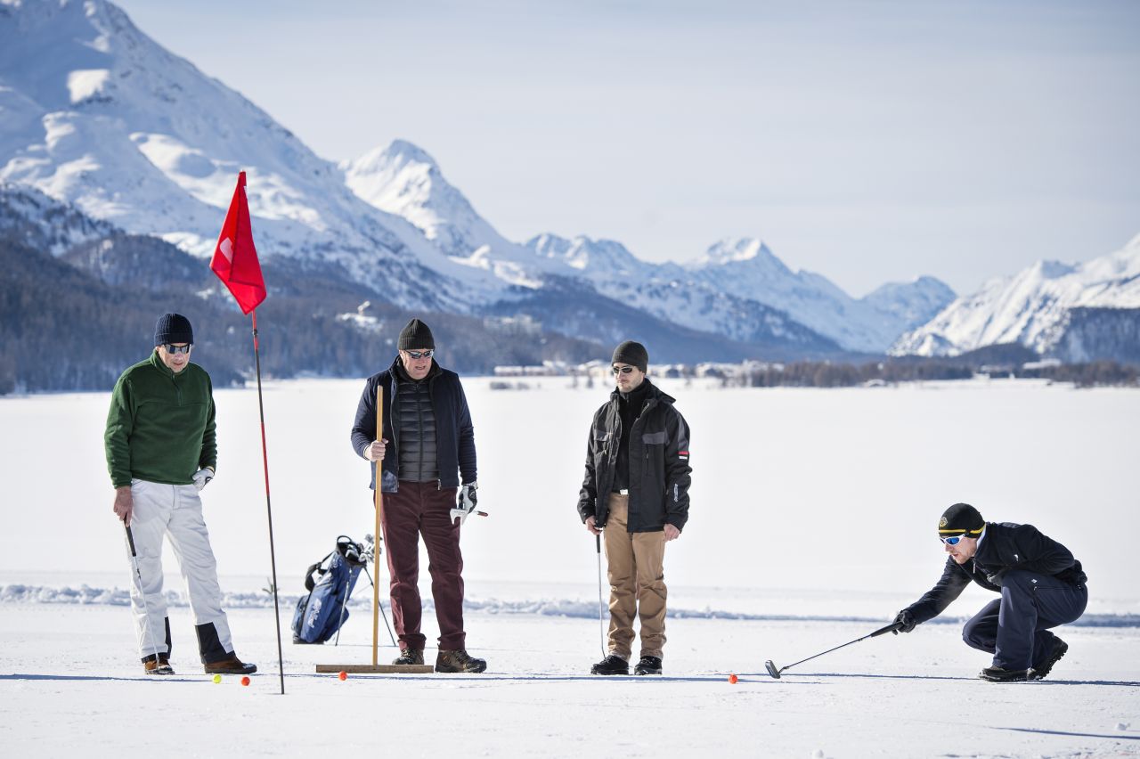 <strong>Get in the hole: </strong>Golf is also a regular fixture on a makeshift nine-hole course which is created on the ice every year. 