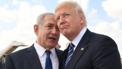 JERUSALEM, ISRAEL - MAY 23:  (ISRAEL OUT) In this handout photo provided by the Israel Government Press Office (GPO), Israeli Prime Minister Benjamin Netanyahu speaks with US President Donald Trump prior to the President's departure from Ben Gurion International Airport in Tel Aviv on May 23, 2017 in Jerusalem, Israel.