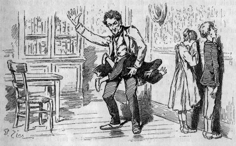 Spanking was common in Europe, as well. This illustration from the weekly French youth publication La Jeunesse illustre, published between 1903 and 1935, shows a teacher spanking a student while two others wait with faces to the wall. Today, a growing body of research shows that spanking can lead to aggression and mental illness later in life; one <a href="https://www.ncbi.nlm.nih.gov/pmc/articles/PMC2896871/" target="_blank" target="_blank">2009 study</a> showed that "harsh punishment" -- defined as being struck with objects like a belt, paddle or hairbrush at least 12 times a year for a period of three years -- produced less gray matter in the brains of children.