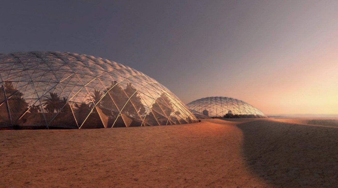 The design is made up of biodomes, each covered with a transparent polyethylene membrane. 