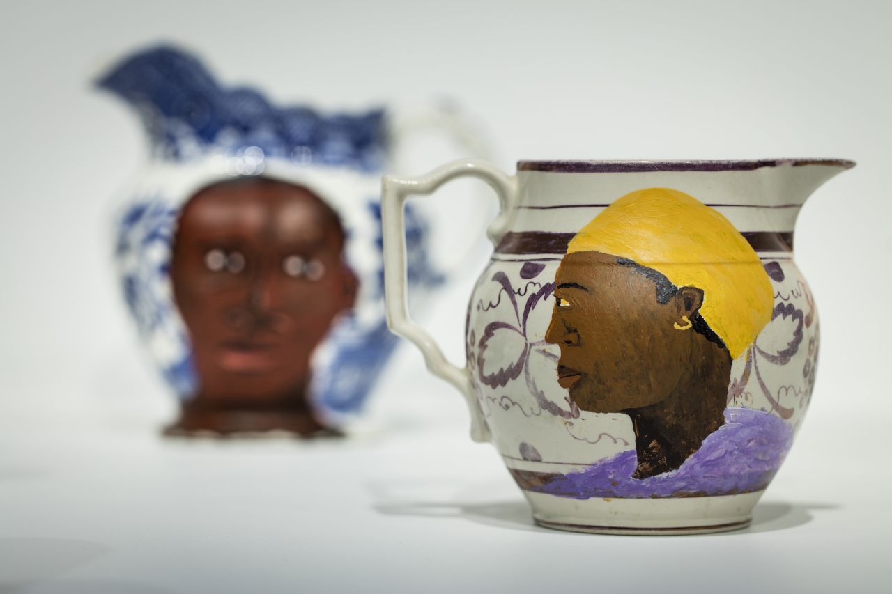 "Swallow Hard: The Lancaster Dinner Service" (2007) by Lubaina Himid