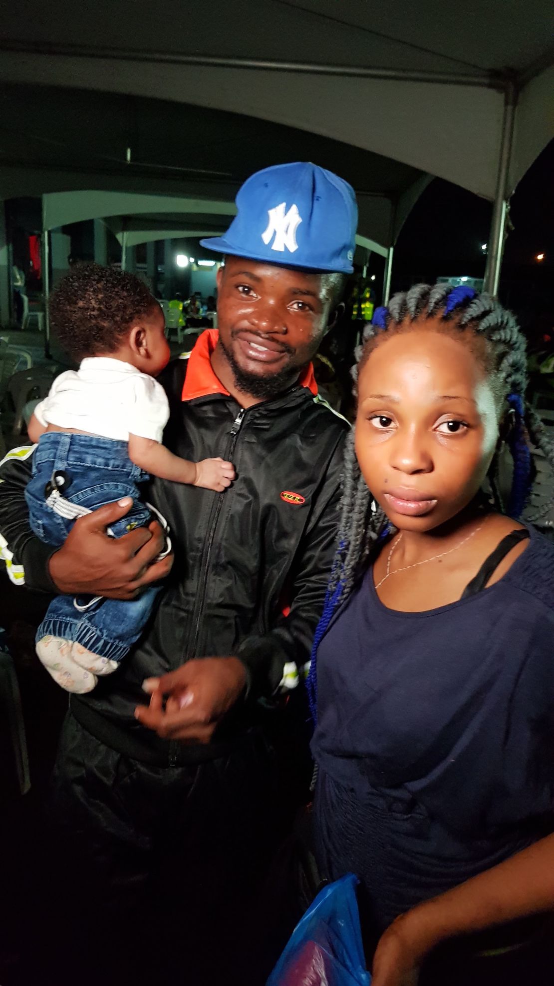 Mabel Emmanuel, 27, and Henry Stevens, 28, with their son, David. 
