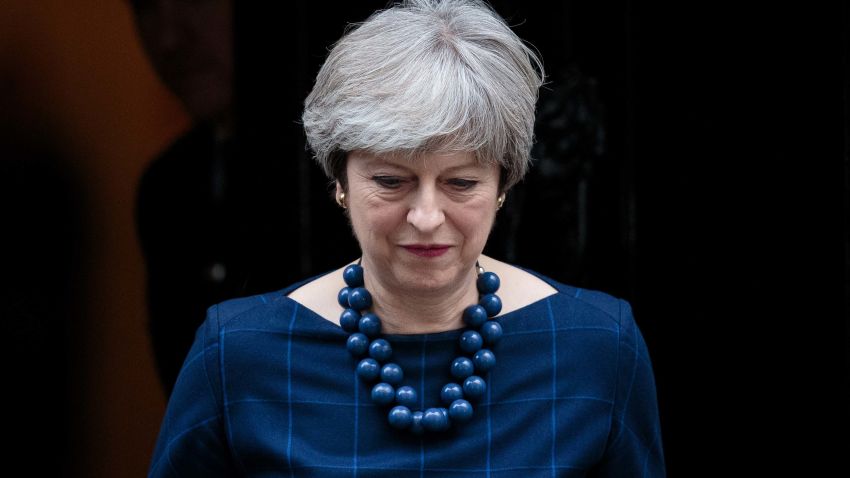 LONDON, ENGLAND - DECEMBER 05: British Prime Minister Theresa May leaves Number 10 to greet Spanish Prime Minister Mariano Rajoy on Downing Street on December 5, 2017 in London, England. Mrs May and Mr Rajoy are expected to discuss the political situation in Catalonia and the ongoing Brexit negotiations. (Photo by Jack Taylor/Getty Images)
