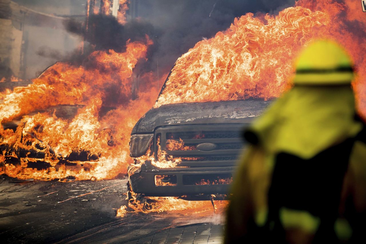 Flames consume vehicles in Ventura on Tuesday, December 5.