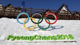 PYEONGCHANG-GUN, SOUTH KOREA - FEBRUARY 4:  The Olympic rings is seen in Hoenggye town, near the venue for the Opening and Closing ceremony ahead of PyeongChang 2018 Winter Olympic Games on February 4, 2017 in Pyeongchang-gun, South Korea.  (Photo by Chung Sung-Jun/Getty Images)