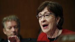 Sen. Susan Collins, R-Me., questions Alex Azar, President Donald Trump's nominee to become Secretary of Health and Human Services, during a Senate Health, Education, Labor and Pensions Committee confirmation hearing on Capitol Hill in Washington, Wednesday, Nov. 29, 2017. (AP/Carolyn Kaster)
